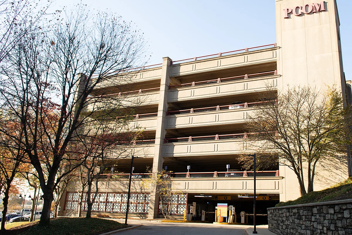 High view of the parking garage building