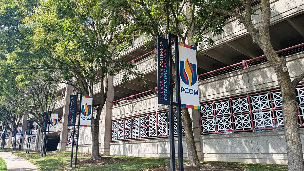 Side view of the parking garage from Stout Road