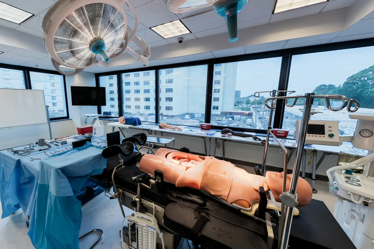 Wide view of the surgery simulation area in the CLAC within Rowland Hall
