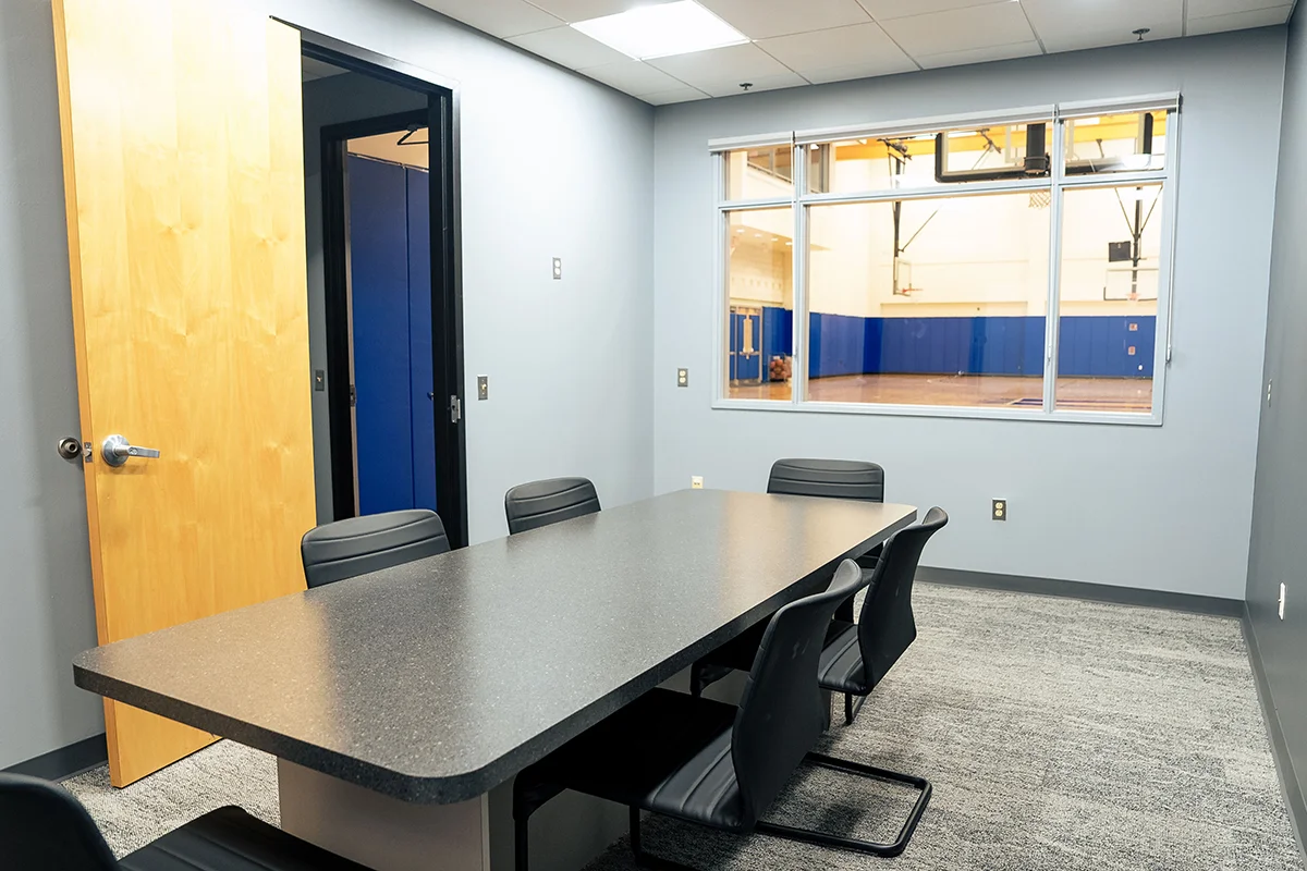 Student clubs meeting room facing the gym