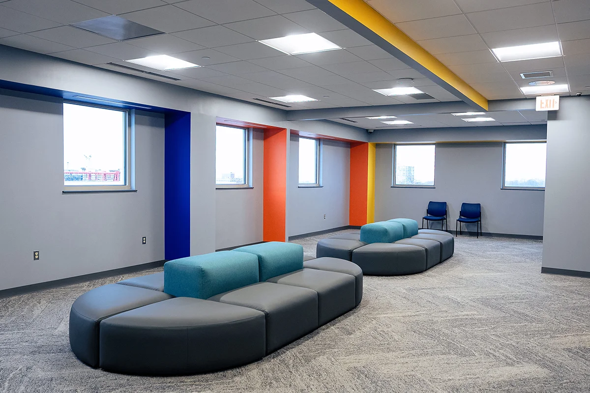 Newly renovated lounge and study area of PCOM's Student Success Center