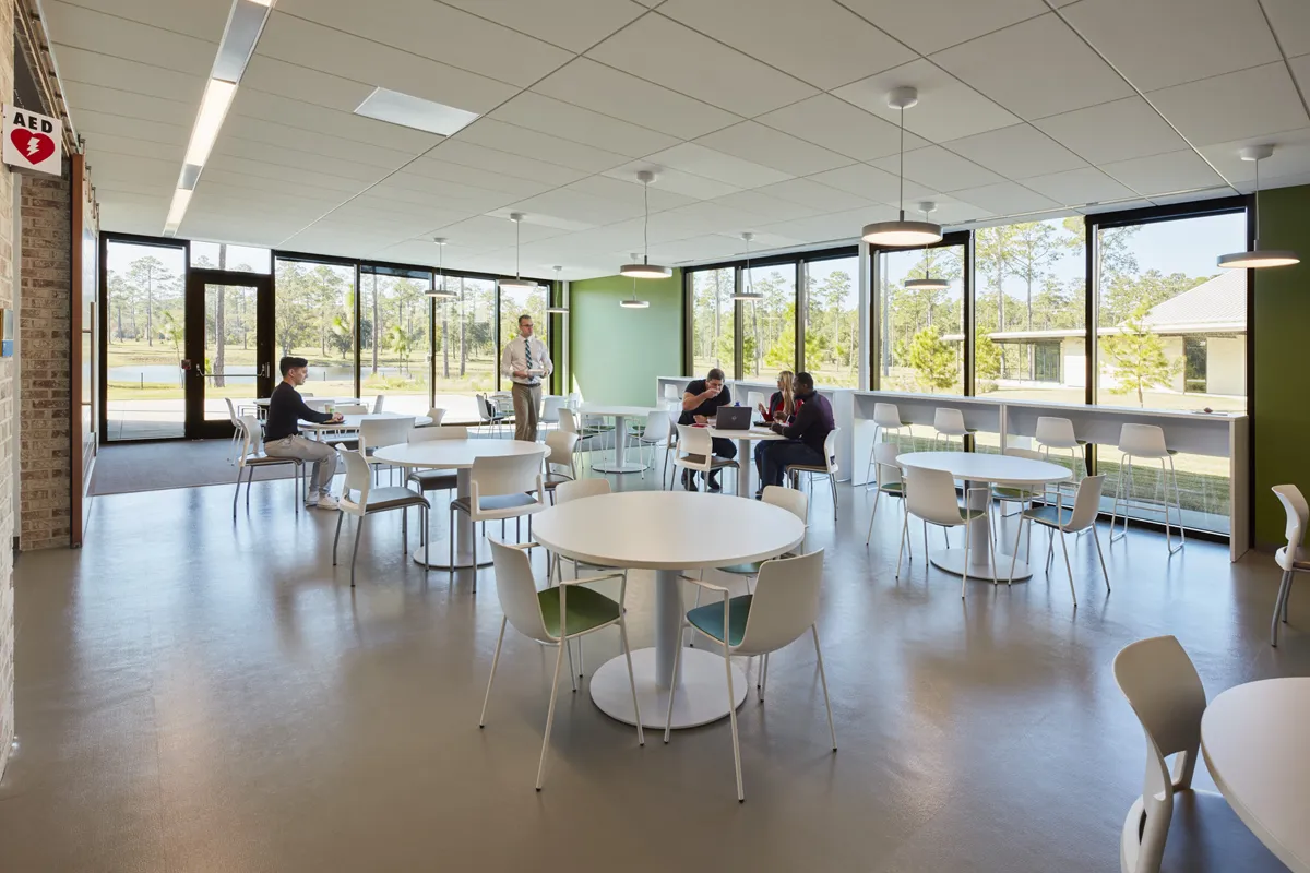 Wide view the student dining area at PCOM South Georgia
