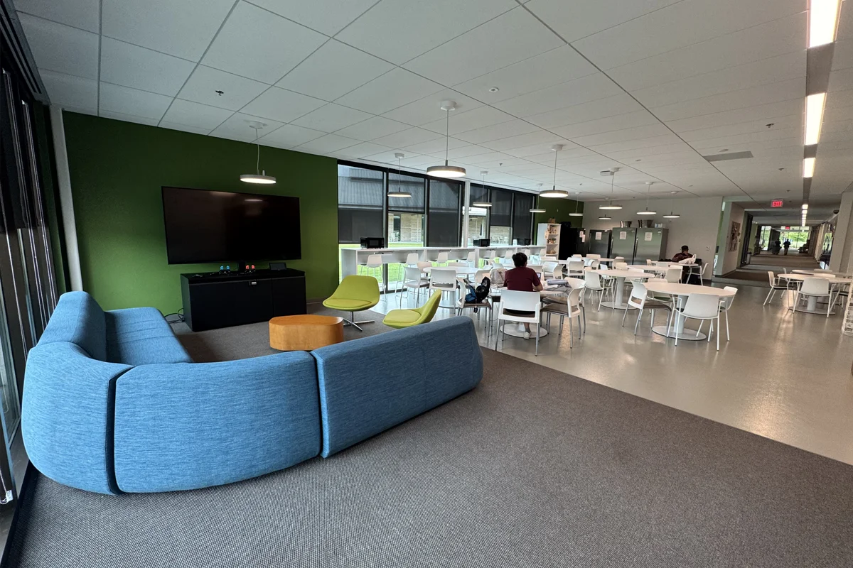 Rear view of the Student Dining Area looking toward the hallway