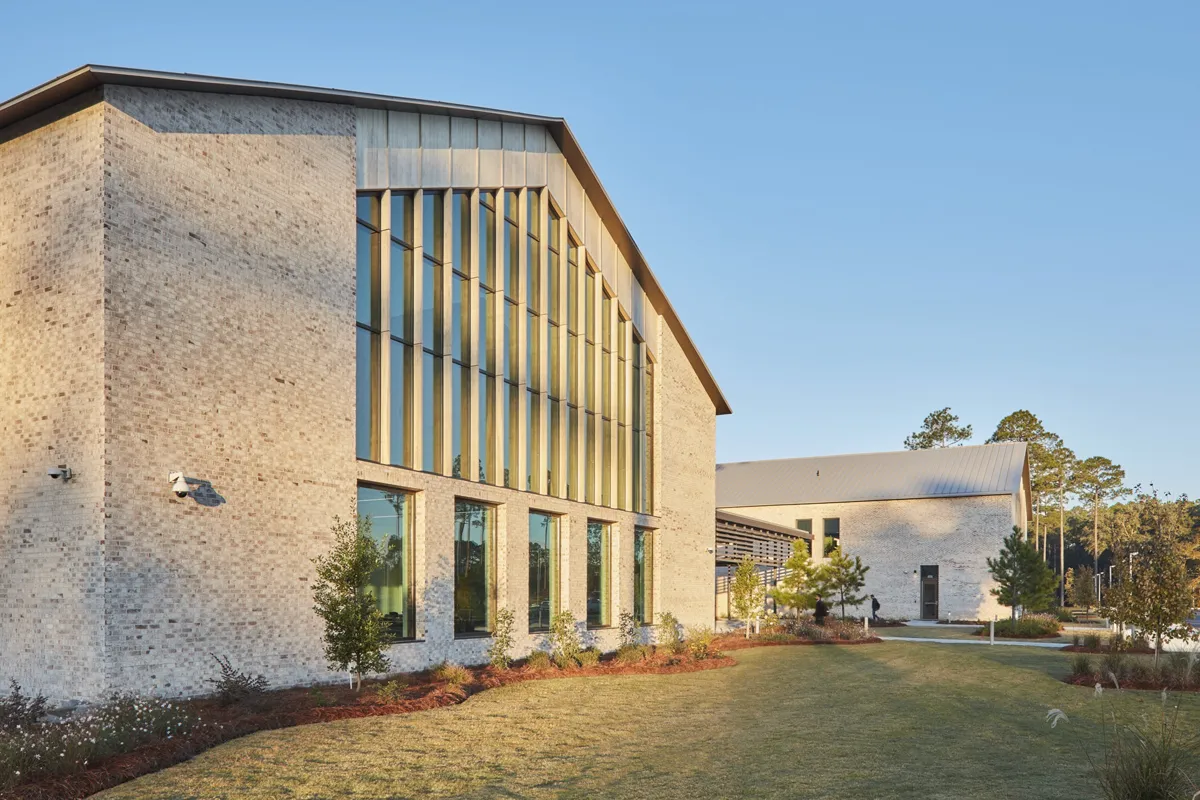 View of the grounds from a hallway window area