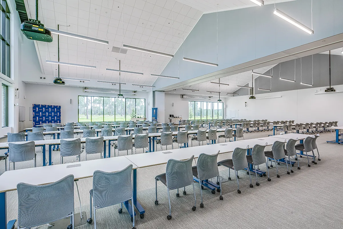Wide view of a large classroom space at PCOM South Georgia