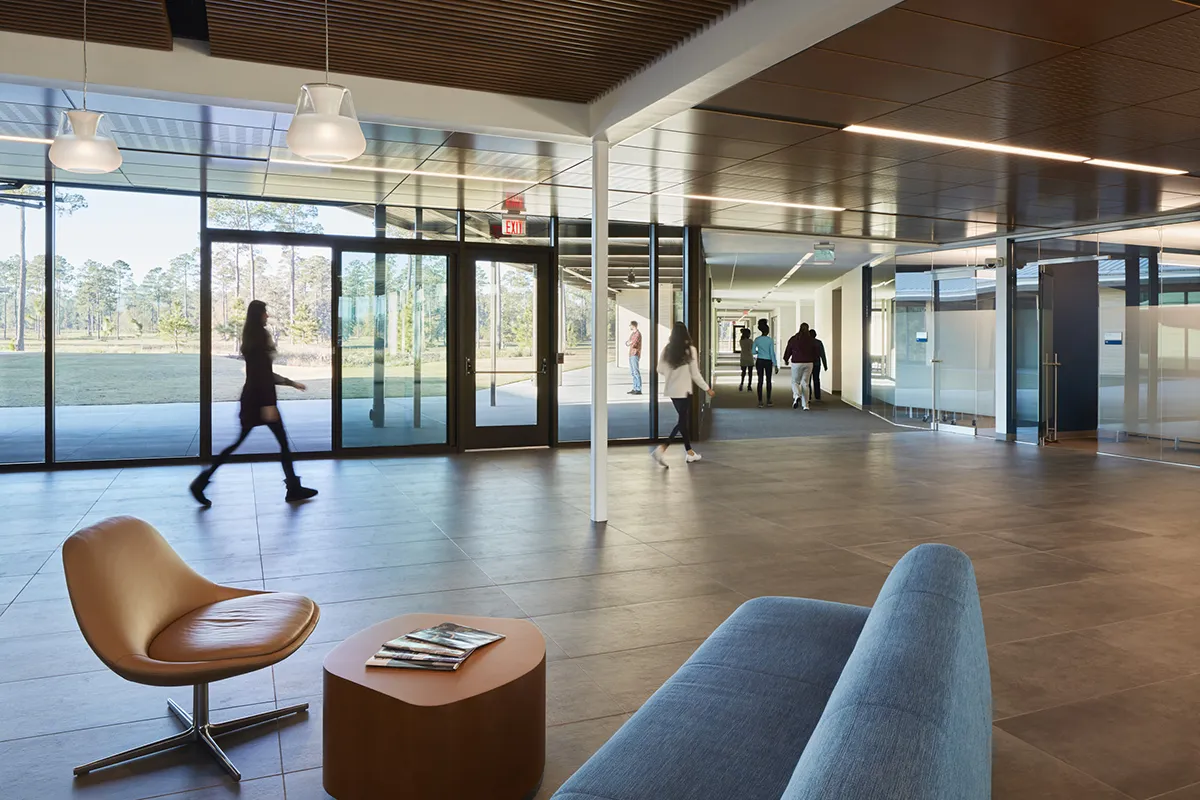 Open view of the Colquitt Regional Connector Lobby and its adjacent hallways