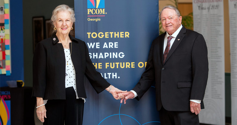 Gwinnett County business owners Clyde and Sandra Strickland established an endowed doctoral scholarship fund at PCOM Georgia.