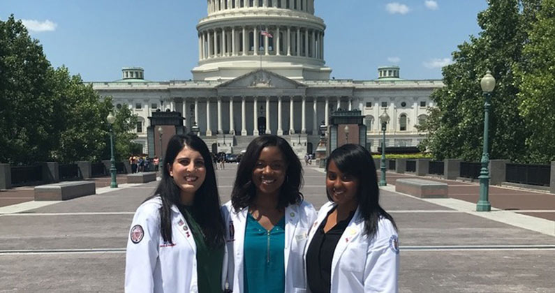 Kinjal Shah, PharmD, and other PCOM Georgia medical students visited the Georgia Capitol to advocate for grad and med students.
