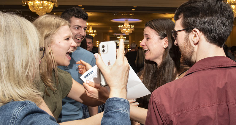 A group of PCOM medical students shares their excitement on Match Day 2022.