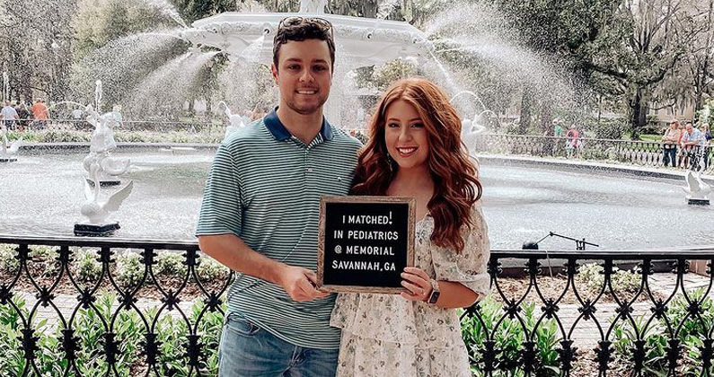 A PCOM Georgia DO student celebrates matching to a pediatrics residency program.
