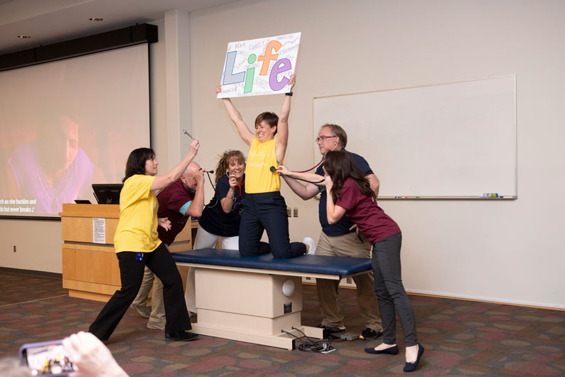Faculty members surprised the class with a choreographed rendition of "Surface Pressure”